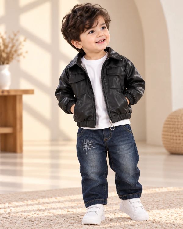 BLACK LATTHER JACKET SET