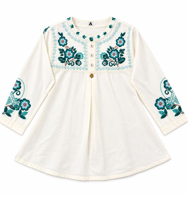 Kids' Floral Embroidered Cotton Top